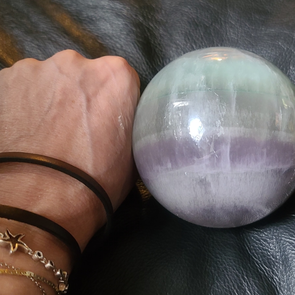 Beautiful rainbow Fluorite sphere #1 more than 8" diameter! - Picture 2 of 11